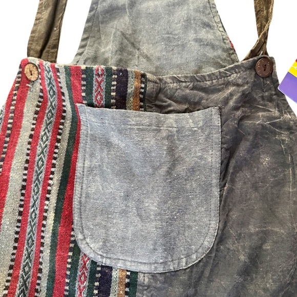 Jayli Vintage Bohemian Patchwork Wide Leg Overalls Boho Festival Hippie NWT New - Picture 4 of 15